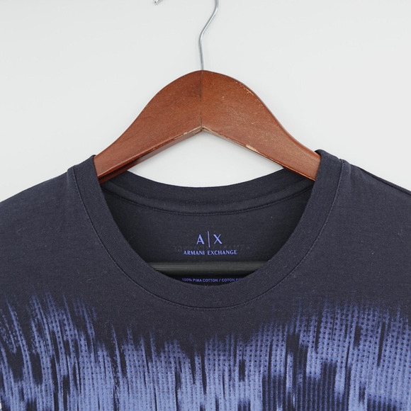 Armani Exchange Tee Mens XS Blue Abstract Print Pima Cotton Peru Fitted - Picture 2 of 12